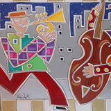 Pop, Fun, Music, Original, Oil, Famous Artist, Two Men