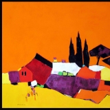 Oill on Canvas, French Artist, South of France, Contemporary, Heavy Varnish, Rich Deep Color, Framed