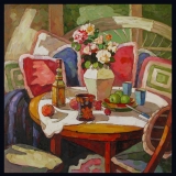 Original, Acrylic, soft colors, pastel colors, dining room, sun room, still life