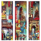 tall, narrow, originals, cities, fun, Paris, New York, Hollywood, Mixed Media, Canvas, Louis Armstrong, Frank Sinatra