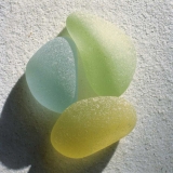 sea glass, green, yellow, round, sand, beach