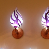 Hand Blown Sconces, Purple, White, Glass