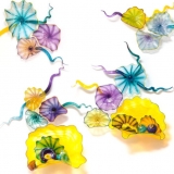 Glass, glass wall art, wall art, jelly fish, glass flowers