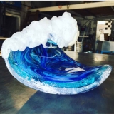 Hand blown glass, beach glass, sea glass, ocean glass, sea, beach, ocean,  wave, art collectors, luxury interiors, blue glass