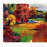 fall, colorful, fall colors, jewel tones, abstract landscape, original art on paper, original art, New England, Mid-West, contemporary art, interior designers, New York Designers, art consultants, contemporary art, original art