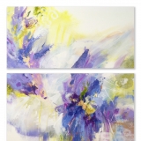 flowers, floral, purple, diptych, acrylic on canvas, contemporary art, floral painting, purple, contemporary painting, garden