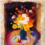 yellow, flowers, giclee on canvas, giclee, israeli artists, Israel, sold out edition, limited edition