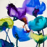 floral, flowers, blue, purple, garden, large canvas art, embellished, limited edition, giclee 